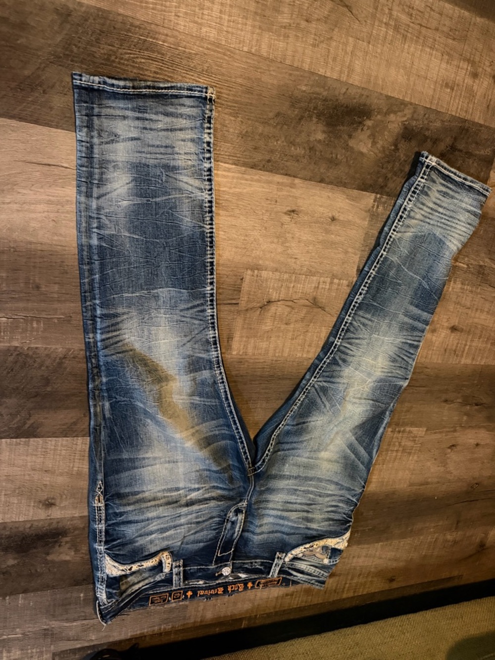 Rock Revival Men's Faded Blue Straight leg Jeans